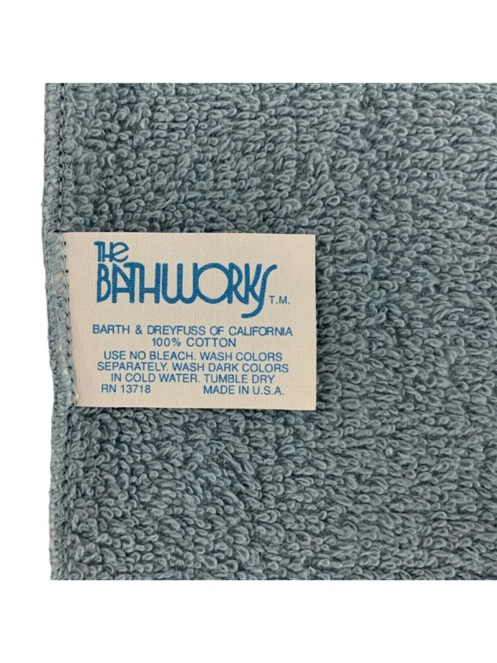 Barth Dreyfuss Bath & Washcloth Set Cotton Powder Blue With Applique Embroidery